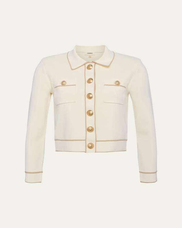 Neo Contrast-Trim Cropped Cardigan